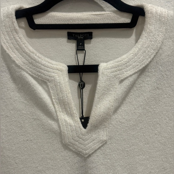 Talbots Cream Long Sleeve Mandarin Collar Top - Picture 4 of 6